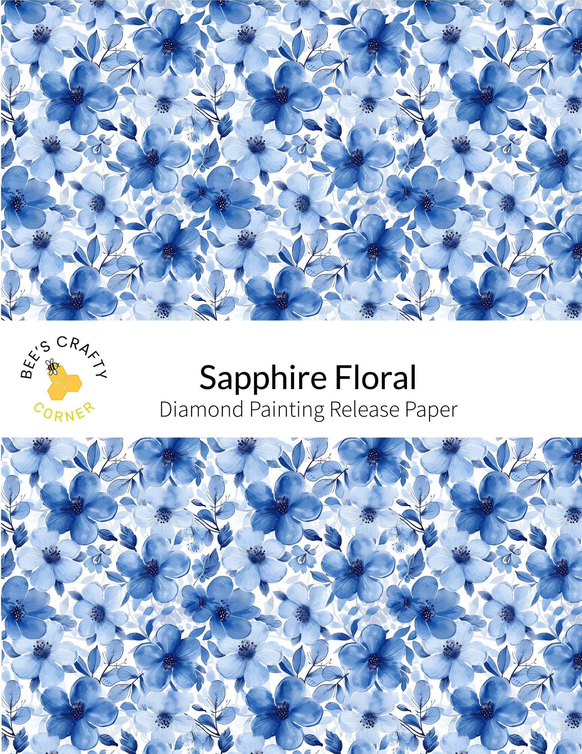RELEASE PAPER | Sapphire Floral - Reusable Patterned Diamond Painting Release Paper