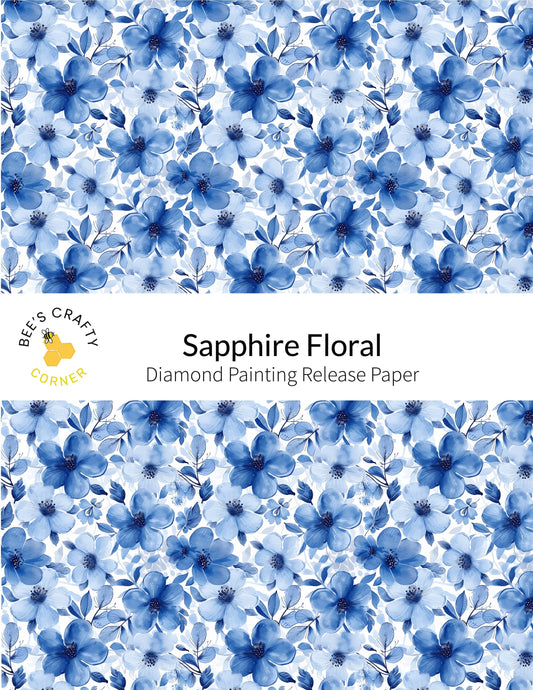 RELEASE PAPER | Sapphire Floral - Reusable Patterned Diamond Painting Release Paper
