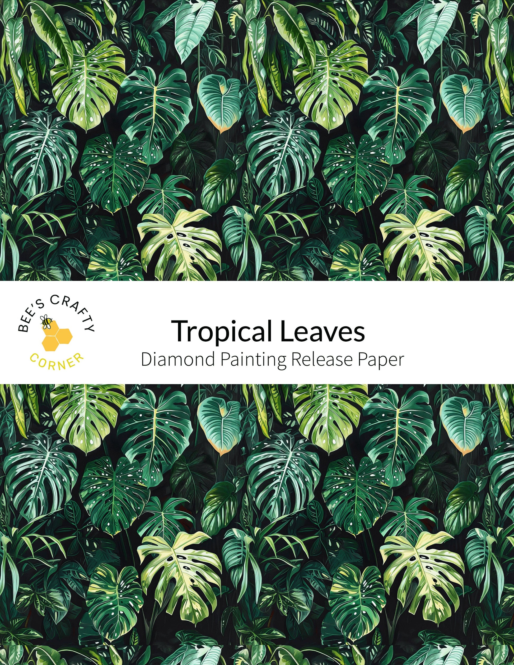 RELEASE PAPER | Tropical Leaves - Reusable Patterned Diamond Painting Release Paper