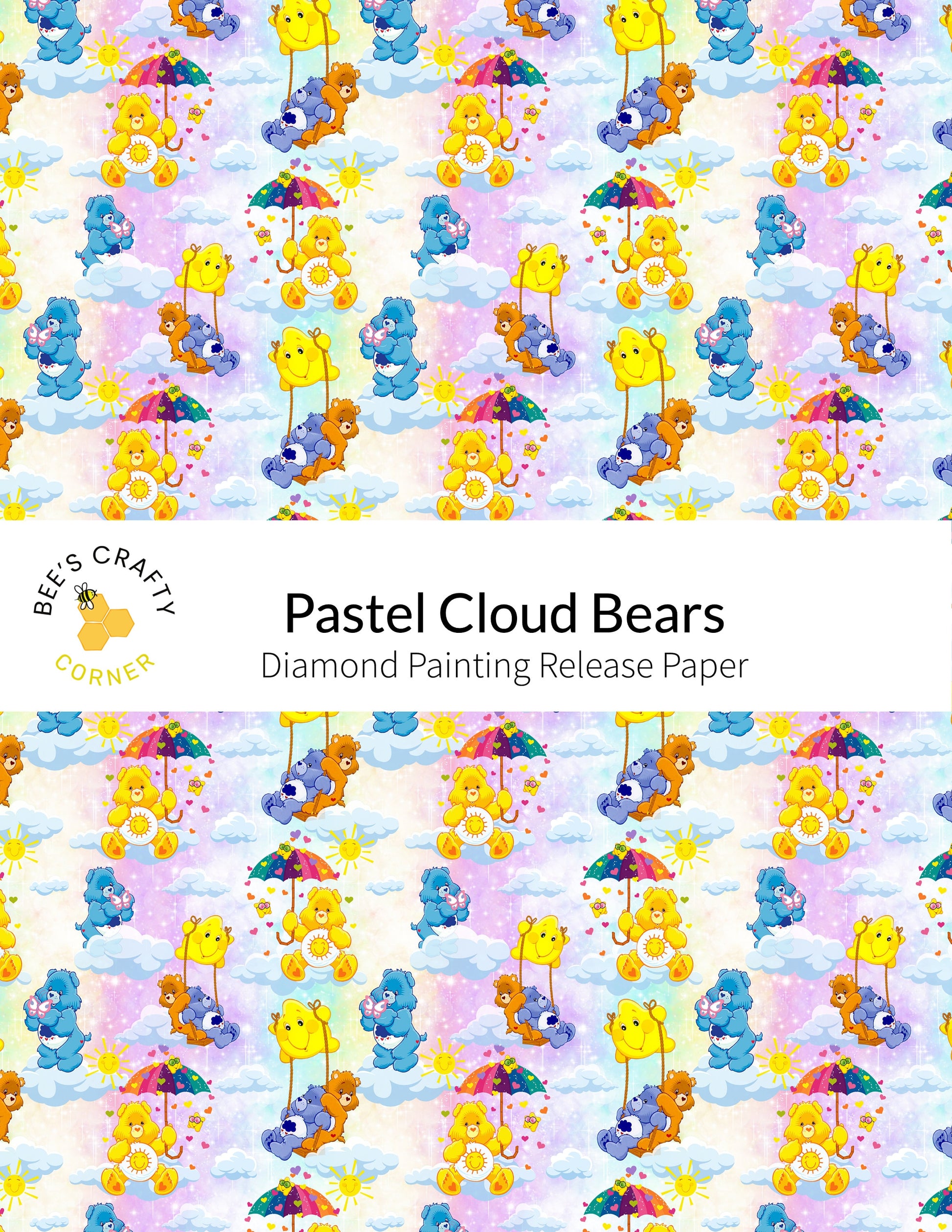 RELEASE PAPER | Pastel Cloud Bears - Reusable Patterned Diamond Painting Release Paper