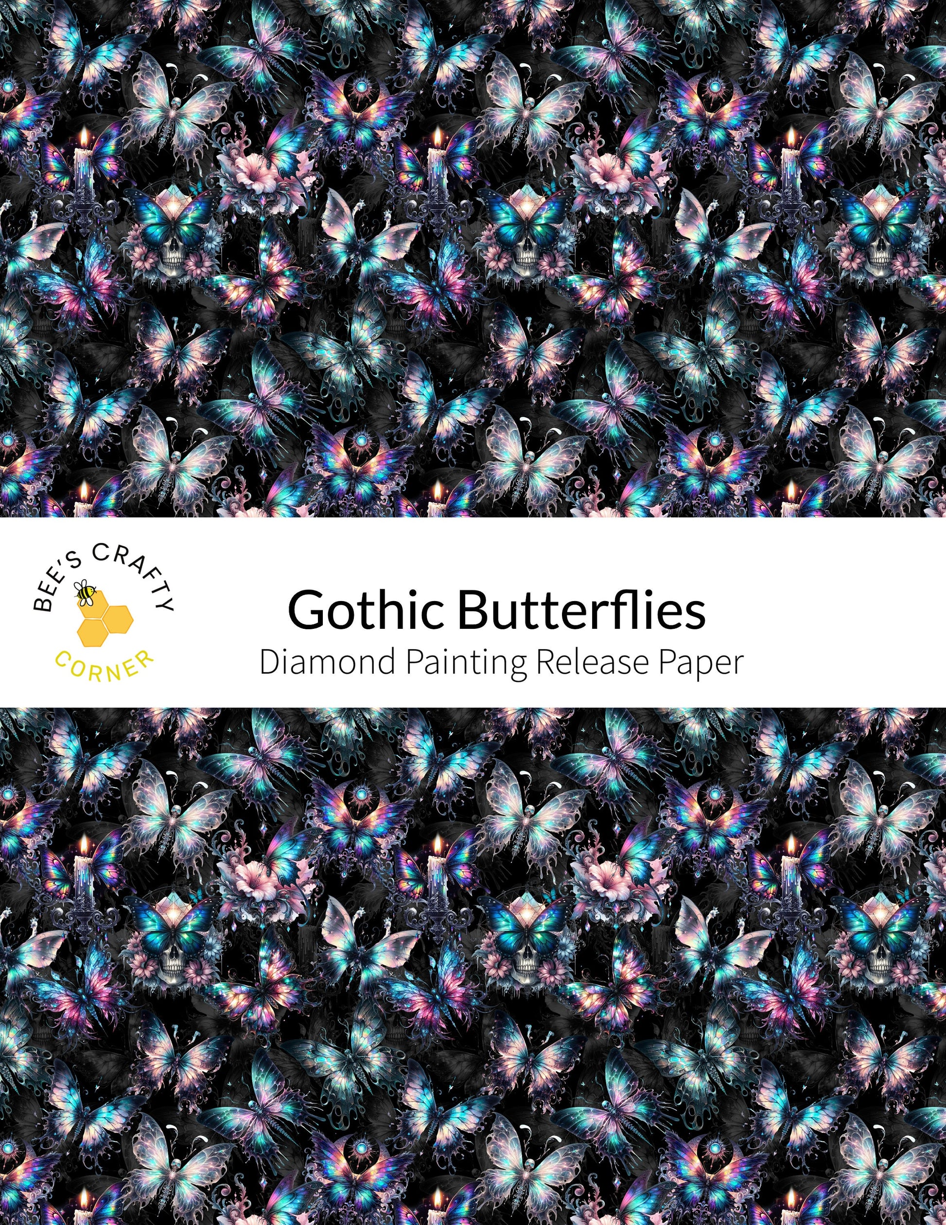 RELEASE PAPER | Gothic Butterflies - Reusable Patterned Diamond Painting Release Paper