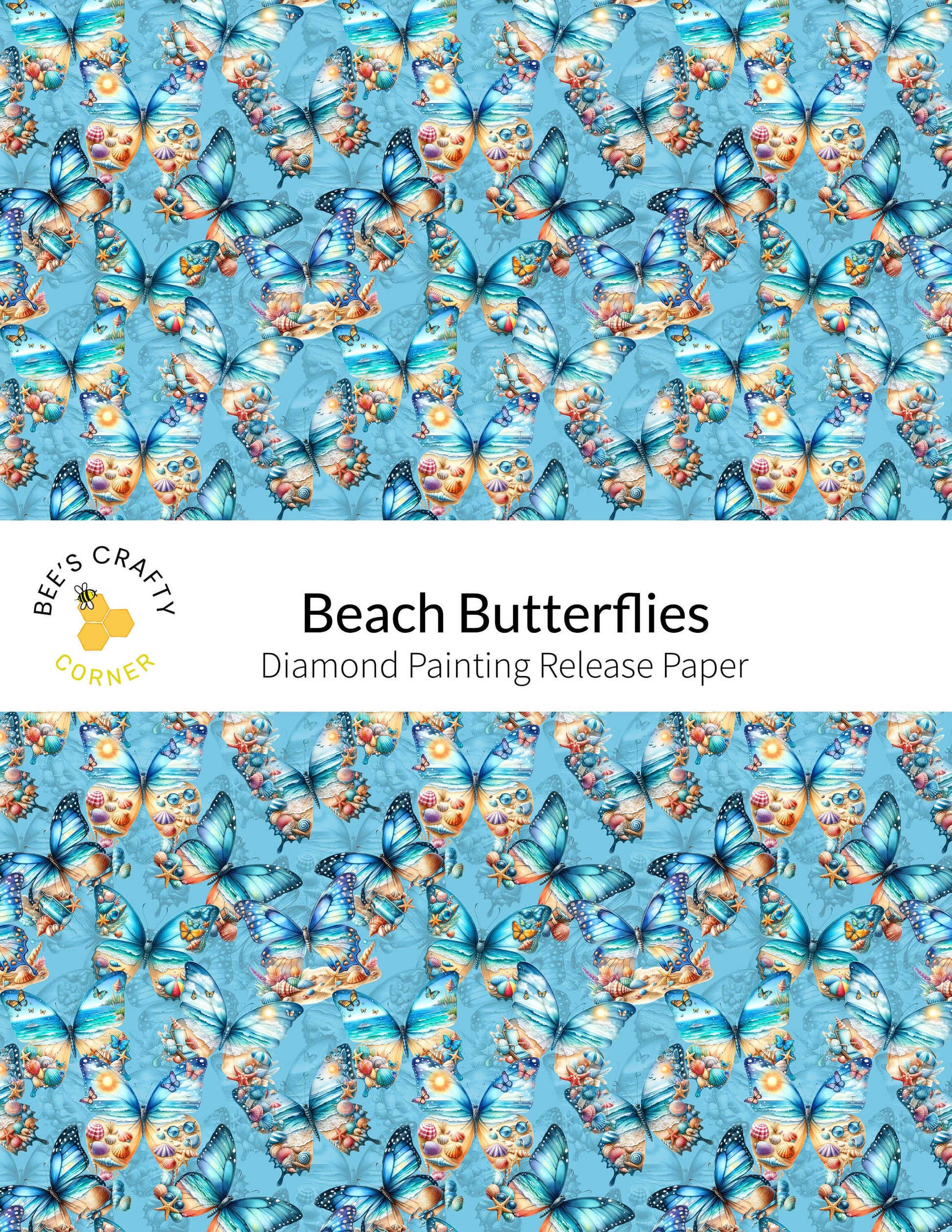 RELEASE PAPER | Beach Butterflies - Reusable Patterned Diamond Painting Release Paper