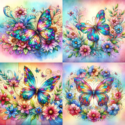 RELEASE PAPER | Stained Glass Butterflies - Theme Pack Reusable Diamond Painting Release Paper