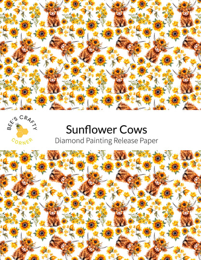 RELEASE PAPER | Sunflower Cows - Reusable Patterned Diamond Painting Release Paper