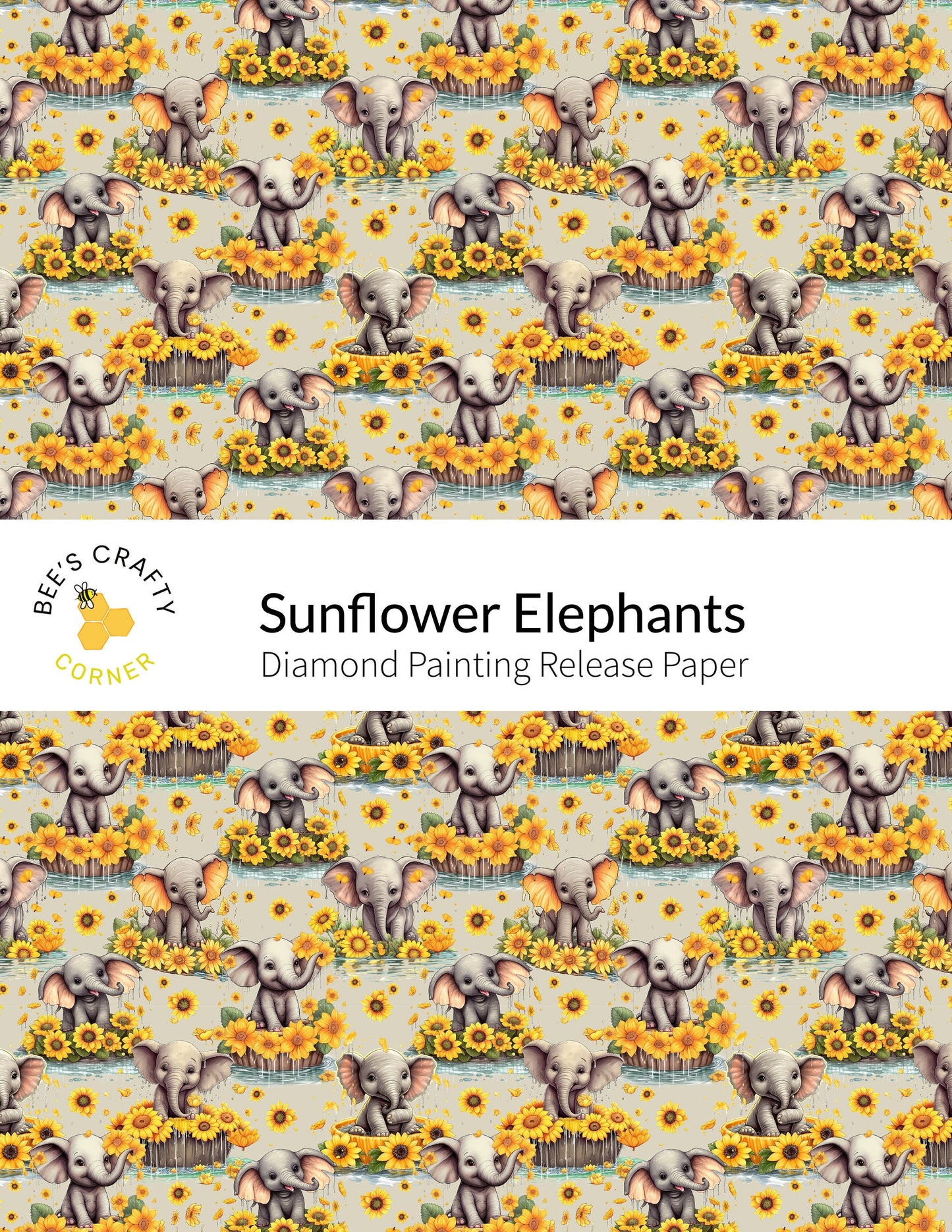 RELEASE PAPER | Sunflower Elephants - Reusable Patterned Diamond Painting Release Paper