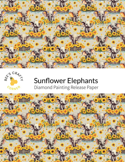 RELEASE PAPER | Sunflower Elephants - Reusable Patterned Diamond Painting Release Paper