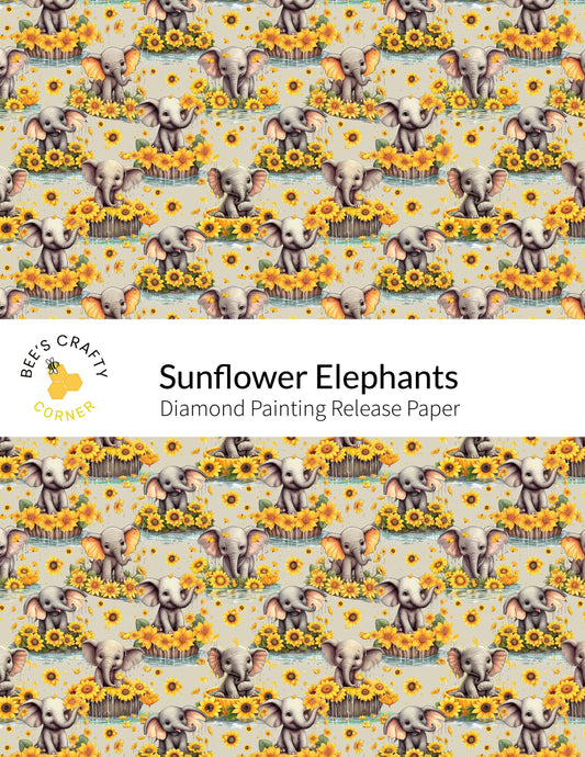 RELEASE PAPER | Sunflower Elephants - Reusable Patterned Diamond Painting Release Paper