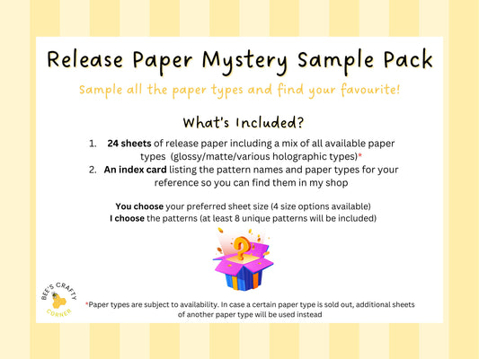 RELEASE PAPER | Release Paper Mystery Sample Pack - Reusable Patterned Diamond Painting Release Paper