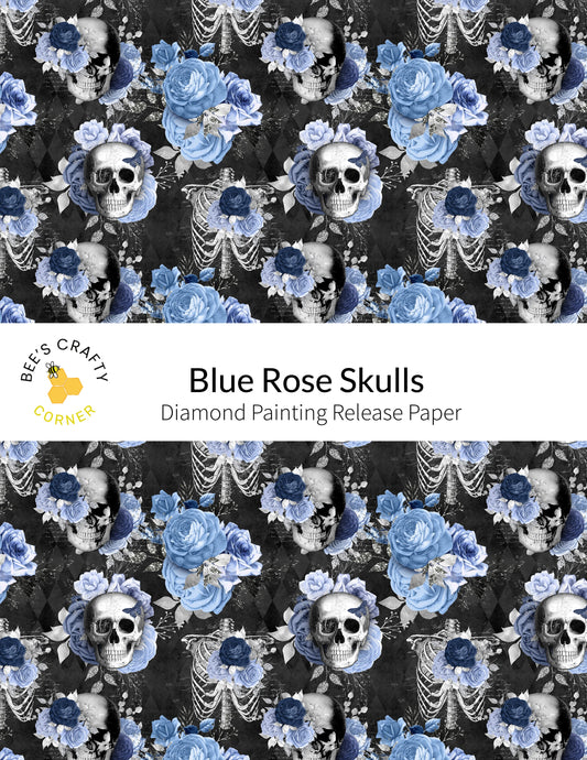 RELEASE PAPER | Blue Rose Skulls - Reusable Patterned Diamond Painting Release Paper