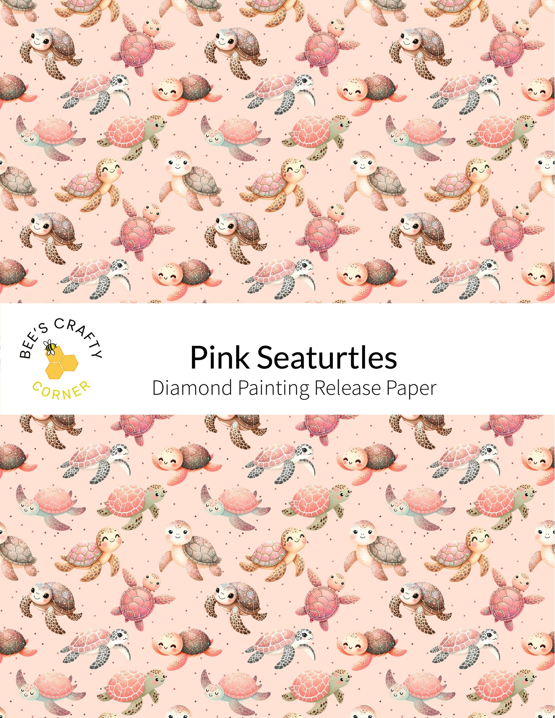 RELEASE PAPER | Pink Seaturtles - Reusable Patterned Diamond Painting Release Paper