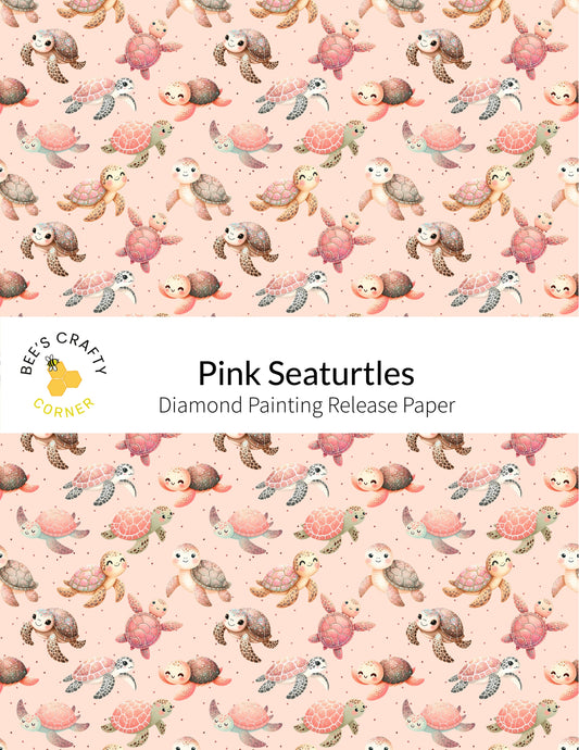 RELEASE PAPER | Pink Seaturtles - Reusable Patterned Diamond Painting Release Paper