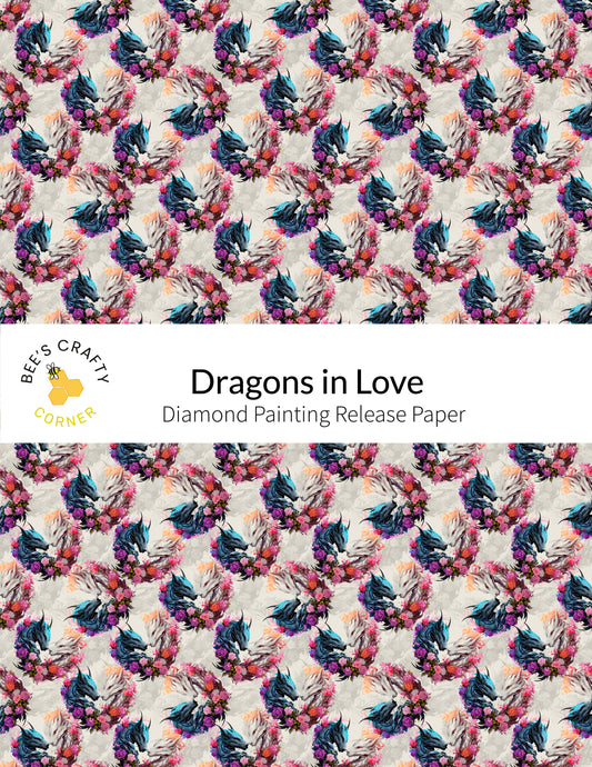 RELEASE PAPER | Dragons in Love - Reusable Patterned Diamond Painting Release Paper
