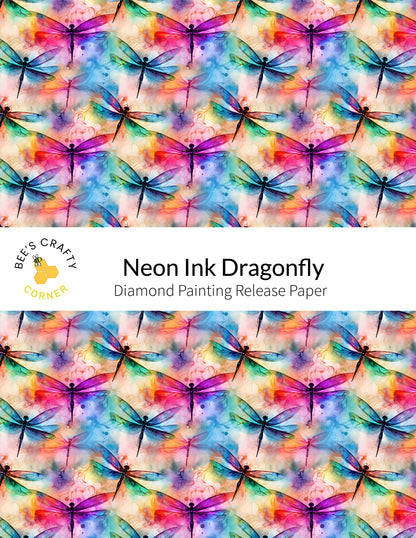 RELEASE PAPER | Neon Ink Dragonfly - Reusable Patterned Diamond Painting Release Paper