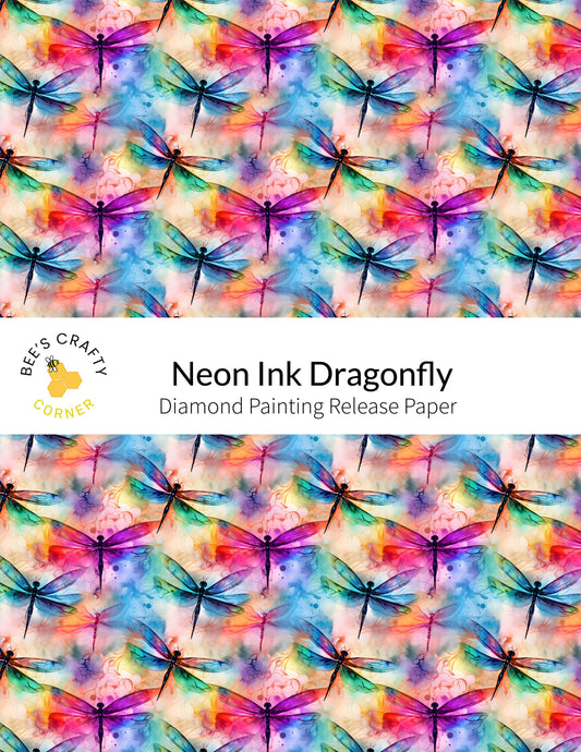 RELEASE PAPER | Neon Ink Dragonfly - Reusable Patterned Diamond Painting Release Paper