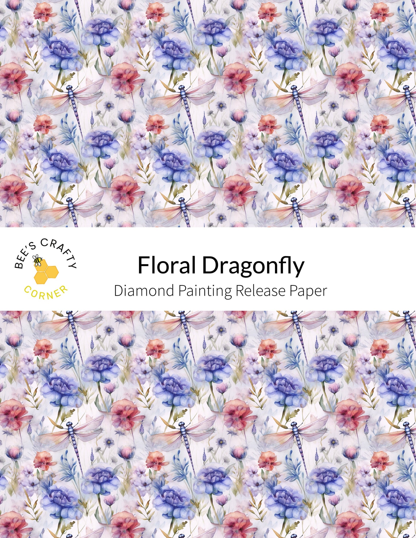 RELEASE PAPER | Floral Dragonfly - Reusable Patterned Diamond Painting Release Paper