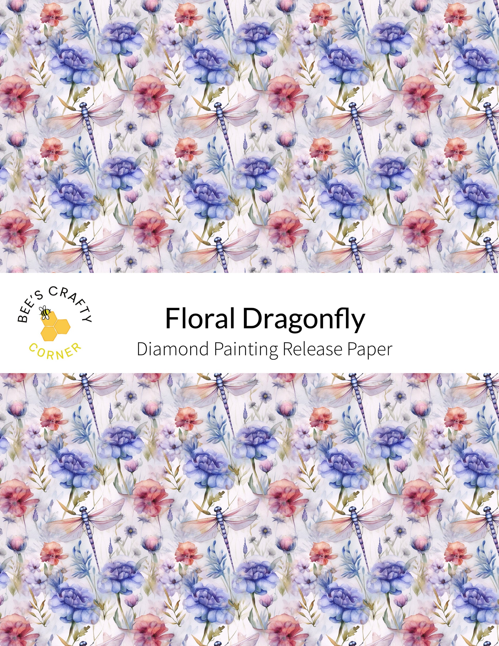 RELEASE PAPER | Floral Dragonfly - Reusable Patterned Diamond Painting Release Paper