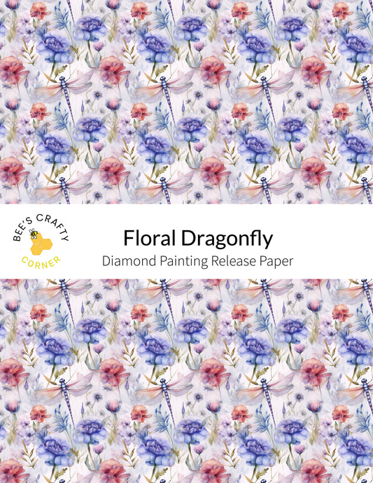 RELEASE PAPER | Floral Dragonfly - Reusable Patterned Diamond Painting Release Paper
