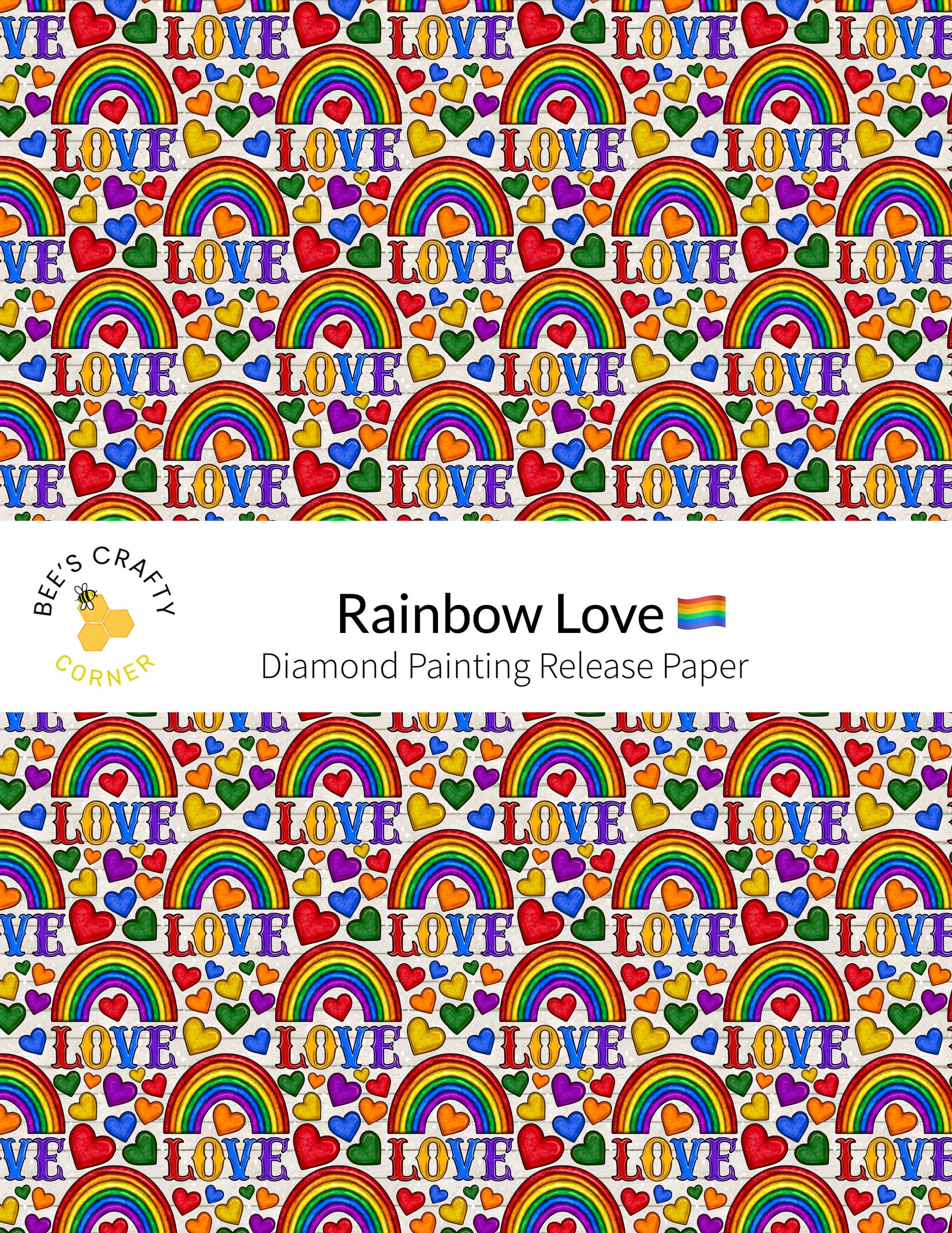 RELEASE PAPER | Rainbow Love - Reusable Patterned Diamond Painting Release Paper