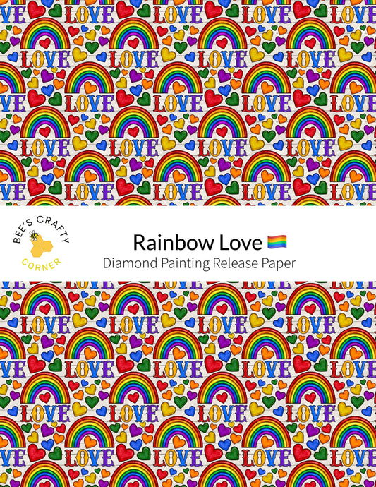 RELEASE PAPER | Rainbow Love - Reusable Patterned Diamond Painting Release Paper