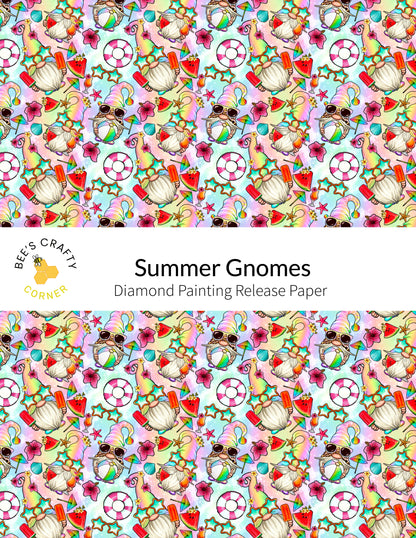 RELEASE PAPER | Summer Gnomes - Reusable Patterned Diamond Painting Release Paper