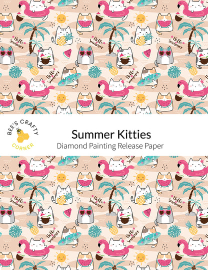 RELEASE PAPER | Summer Kitties - Reusable Patterned Diamond Painting Release Paper