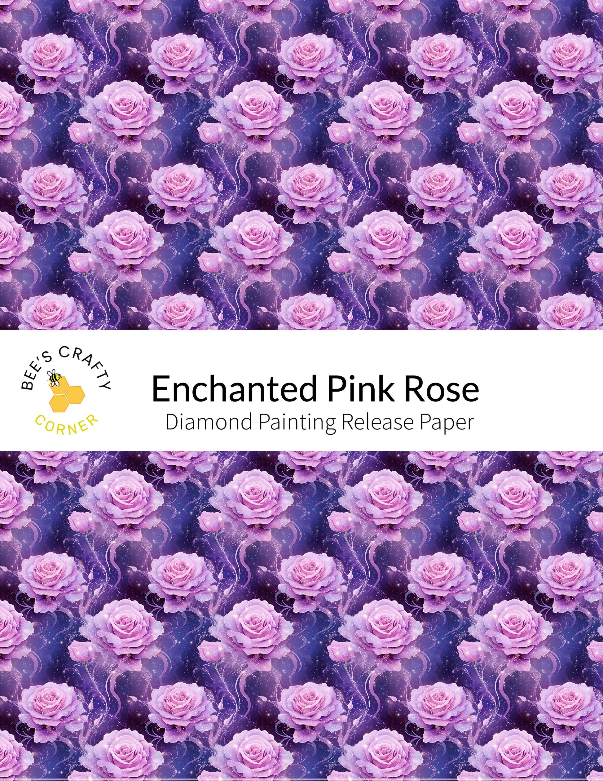 RELEASE PAPER | Enchanted Pink Rose - Reusable Patterned Diamond Painting Release Paper