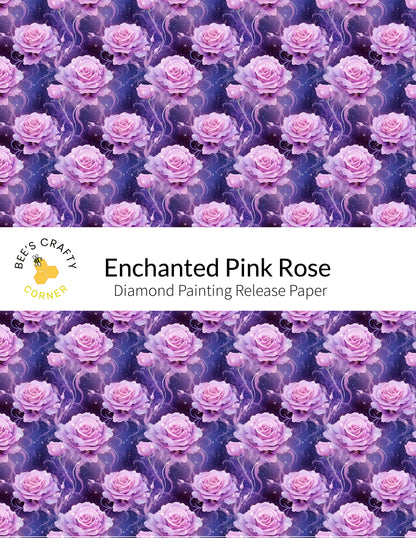RELEASE PAPER | Enchanted Pink Rose - Reusable Patterned Diamond Painting Release Paper
