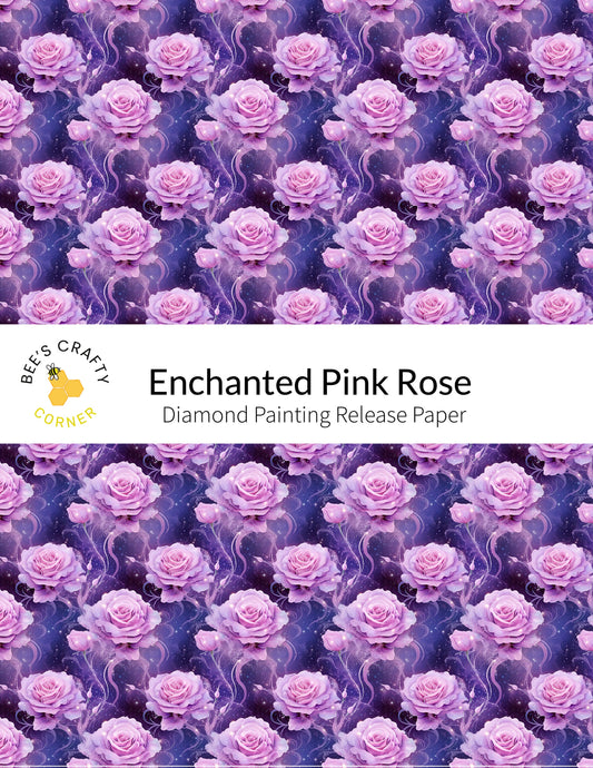 RELEASE PAPER | Enchanted Pink Rose - Reusable Patterned Diamond Painting Release Paper