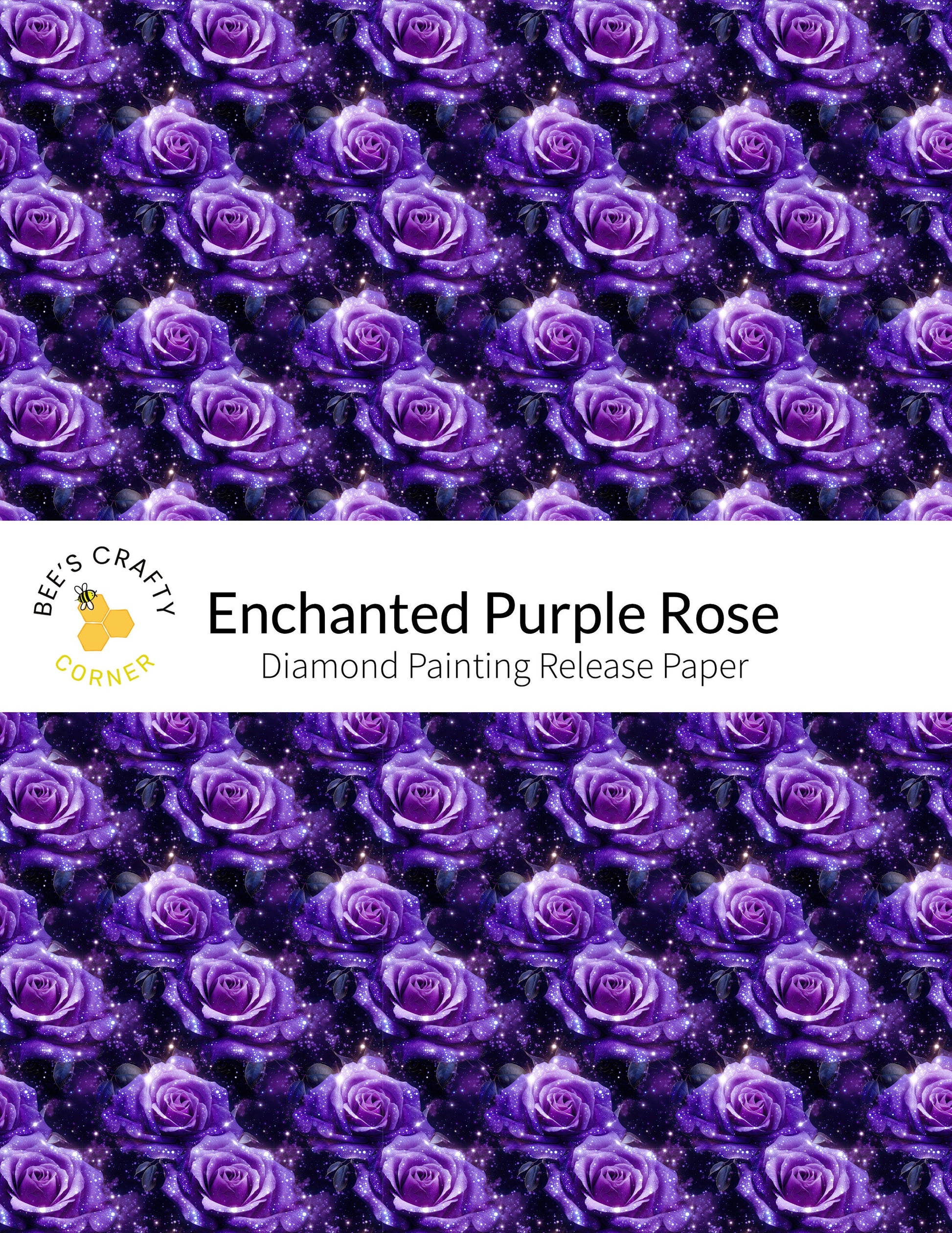 RELEASE PAPER | Enchanted Purple Rose - Reusable Patterned Diamond Painting Release Paper