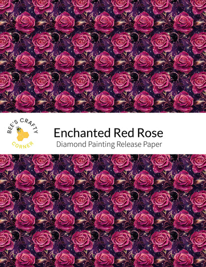 RELEASE PAPER | Enchanted Red Rose - Reusable Patterned Diamond Painting Release Paper