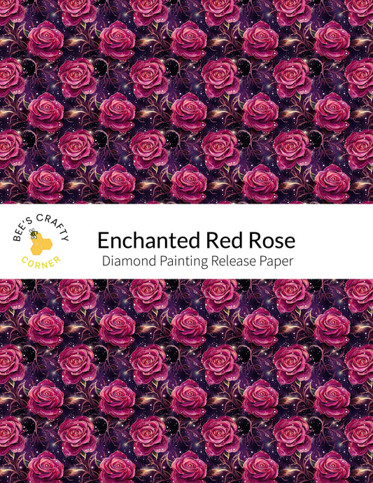 RELEASE PAPER | Enchanted Red Rose - Reusable Patterned Diamond Painting Release Paper