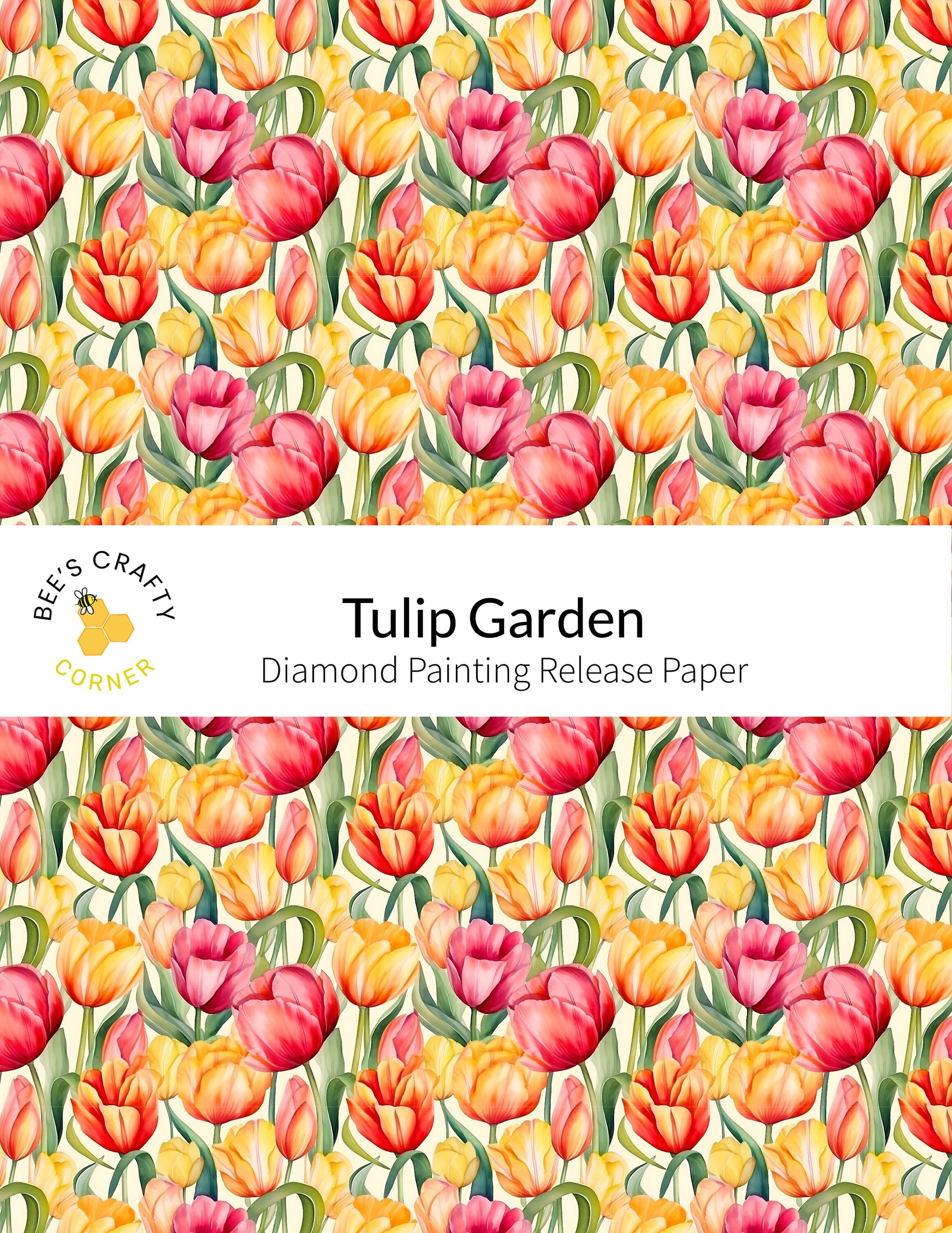 RELEASE PAPER | Tulip Garden - Reusable Patterned Diamond Painting Release Paper