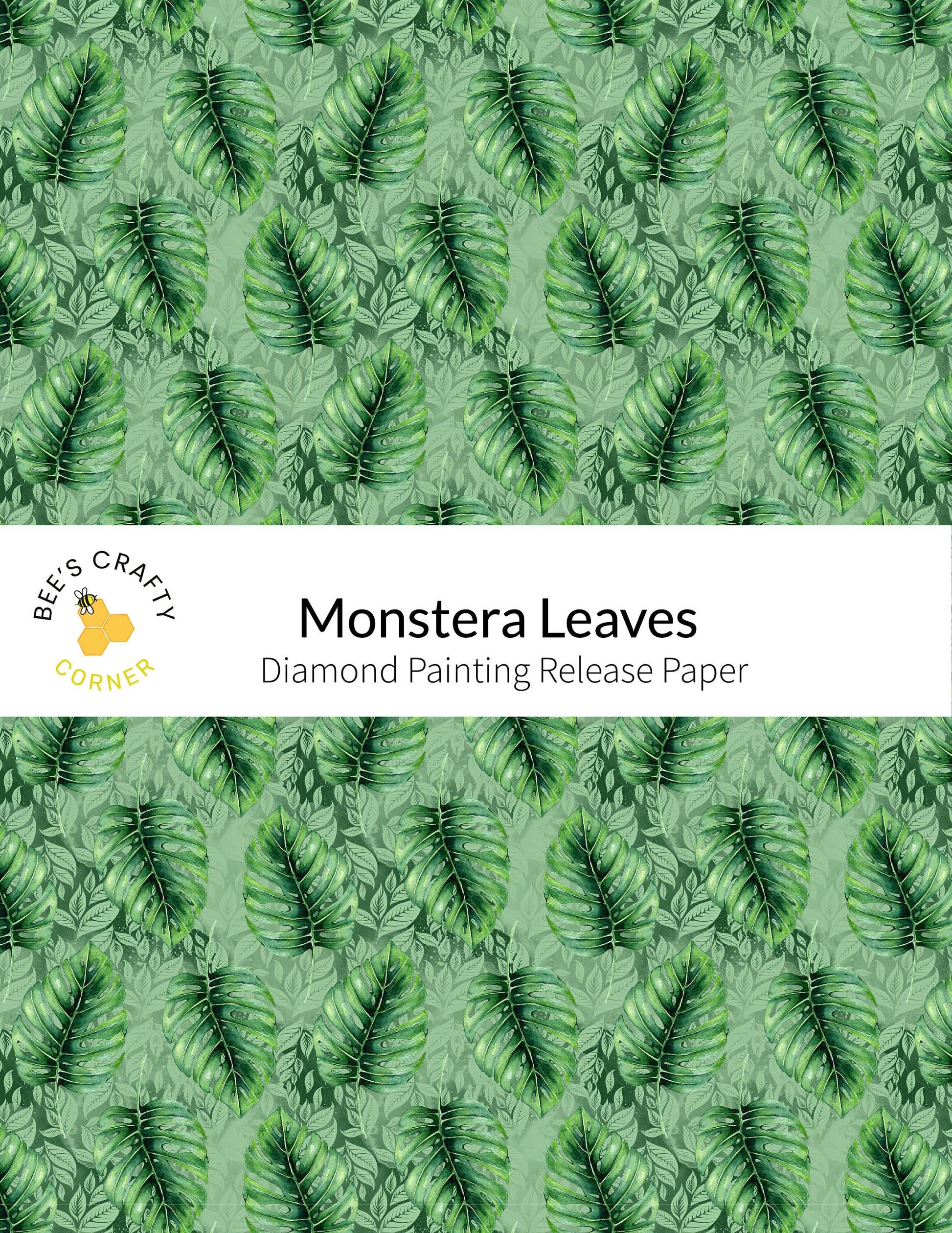 RELEASE PAPER | Monstera Leaves - Reusable Patterned Diamond Painting Release Paper