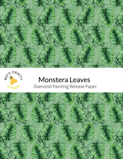 RELEASE PAPER | Monstera Leaves - Reusable Patterned Diamond Painting Release Paper