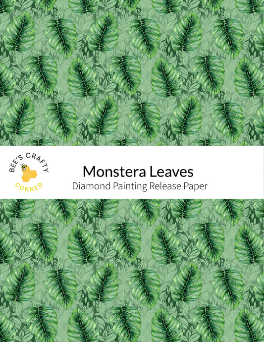 RELEASE PAPER | Monstera Leaves - Reusable Patterned Diamond Painting Release Paper