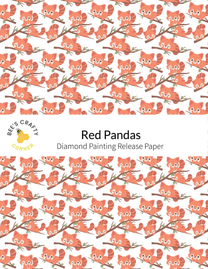 RELEASE PAPER | Red Pandas - Reusable Patterned Diamond Painting Release Paper