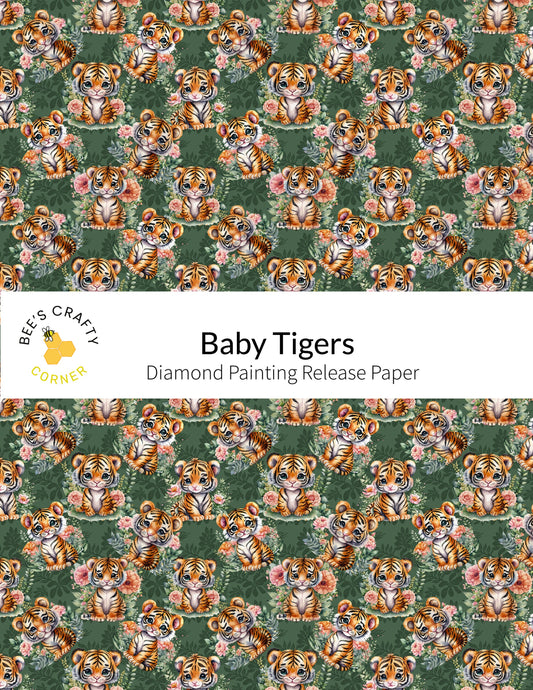 RELEASE PAPER | Baby Tigers - Reusable Patterned Diamond Painting Release Paper