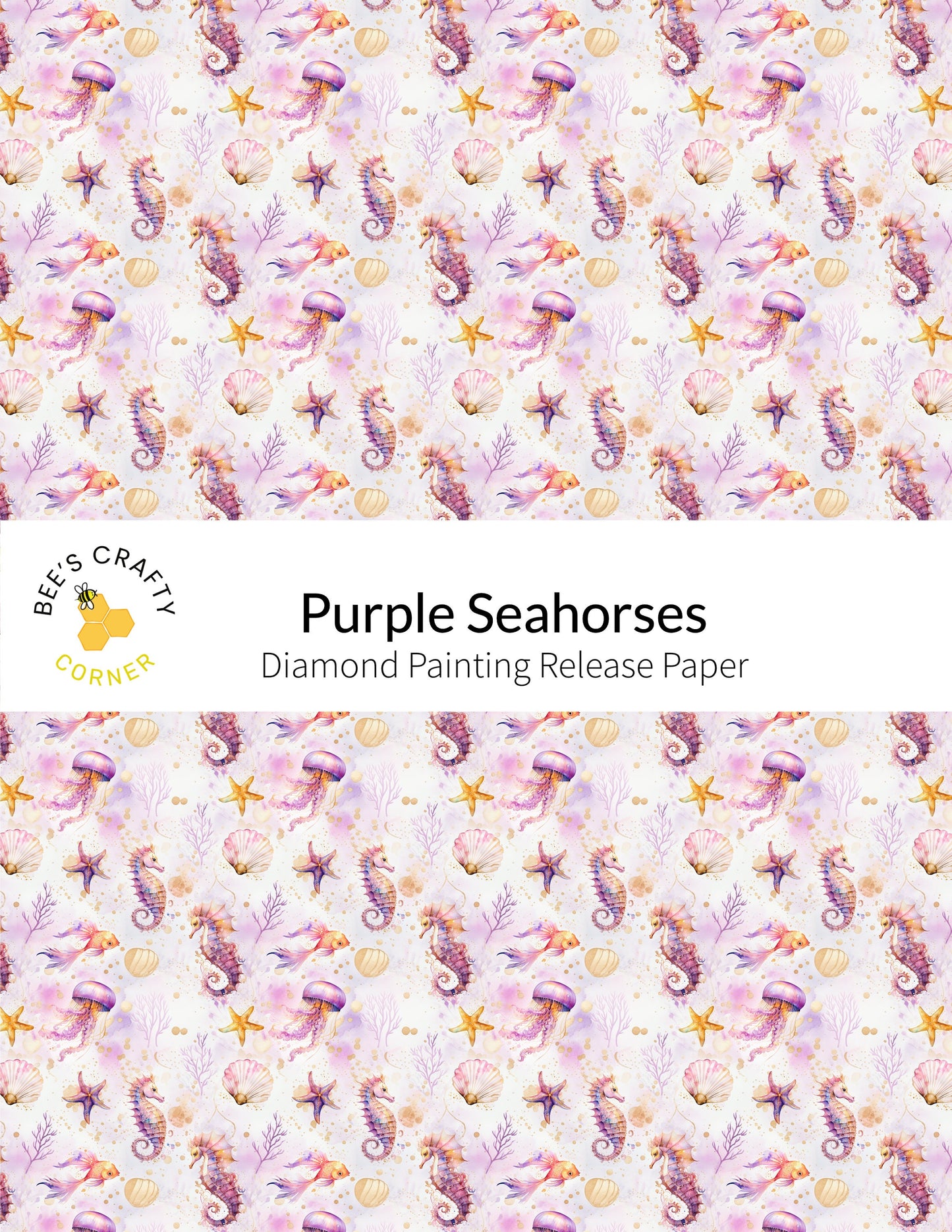 RELEASE PAPER | Purple Seahorses - Reusable Patterned Diamond Painting Release Paper
