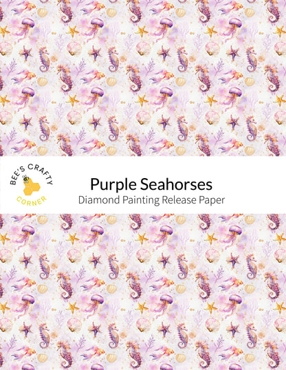 RELEASE PAPER | Purple Seahorses - Reusable Patterned Diamond Painting Release Paper