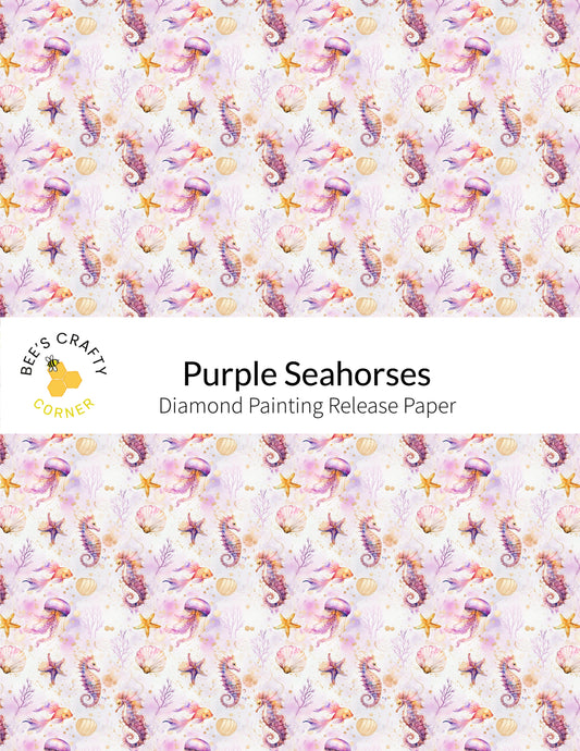 RELEASE PAPER | Purple Seahorses - Reusable Patterned Diamond Painting Release Paper
