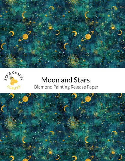 RELEASE PAPER | Moon and Stars - Reusable Patterned Diamond Painting Release Paper
