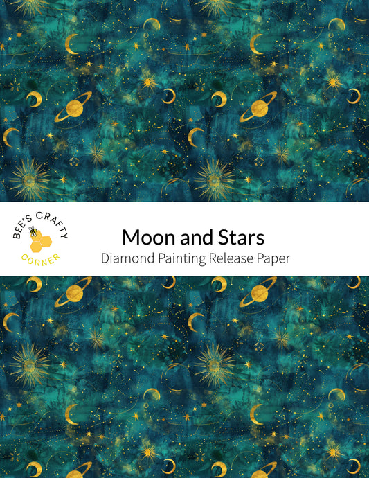 RELEASE PAPER | Moon and Stars - Reusable Patterned Diamond Painting Release Paper
