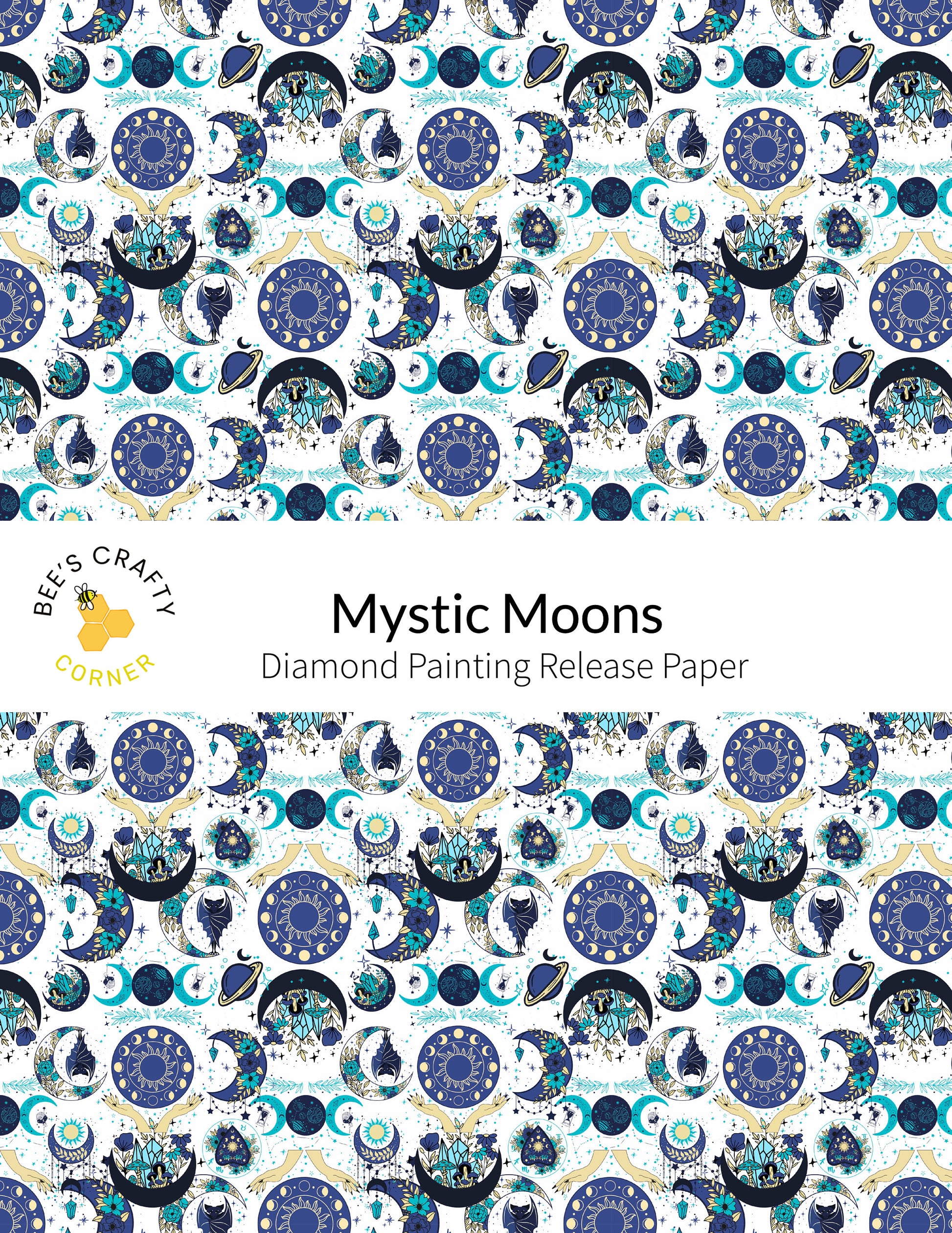 RELEASE PAPER | Mystic Moons - Reusable Patterned Diamond Painting Release Paper