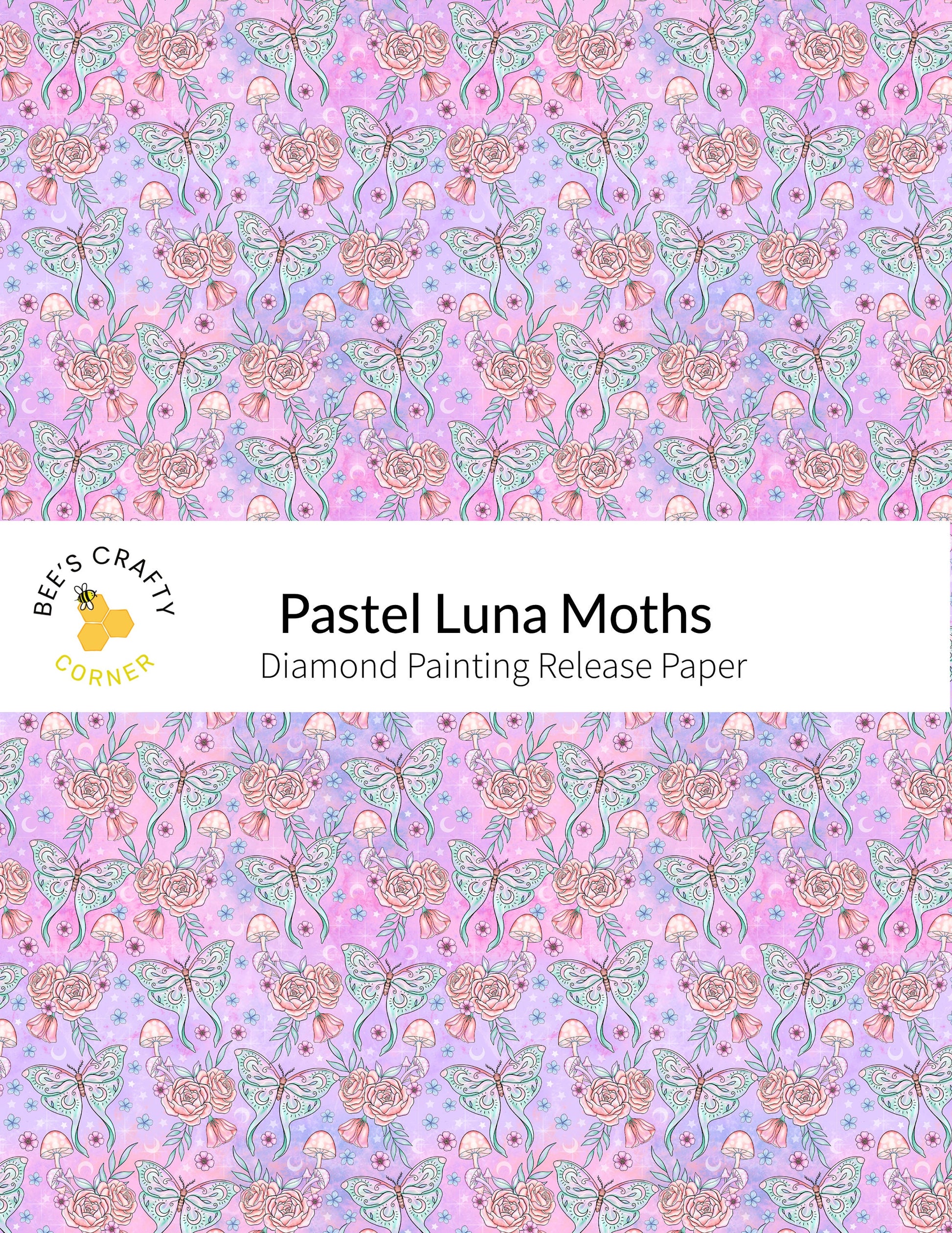 RELEASE PAPER | Pastel Luna Moths - Reusable Patterned Diamond Painting Release Paper