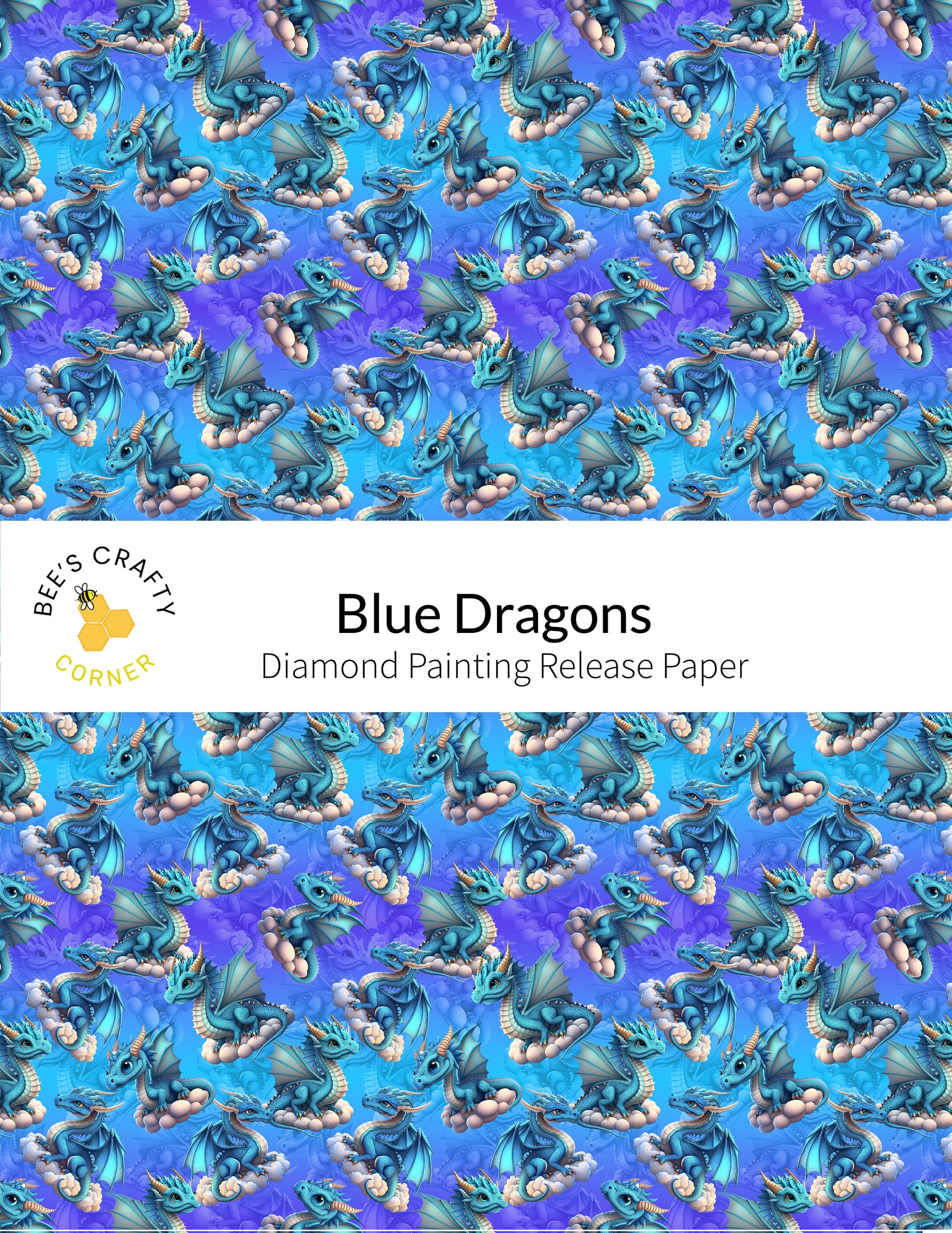 RELEASE PAPER | Blue Dragons - Reusable Patterned Diamond Painting Release Paper