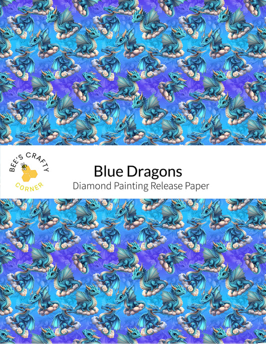RELEASE PAPER | Blue Dragons - Reusable Patterned Diamond Painting Release Paper