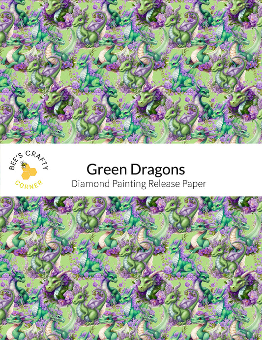 RELEASE PAPER | Green Dragons - Reusable Patterned Diamond Painting Release Paper