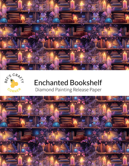 RELEASE PAPER | Enchanted Bookshelf - Reusable Patterned Diamond Painting Release Paper