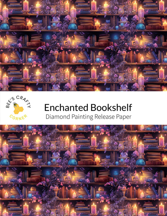 RELEASE PAPER | Enchanted Bookshelf - Reusable Patterned Diamond Painting Release Paper