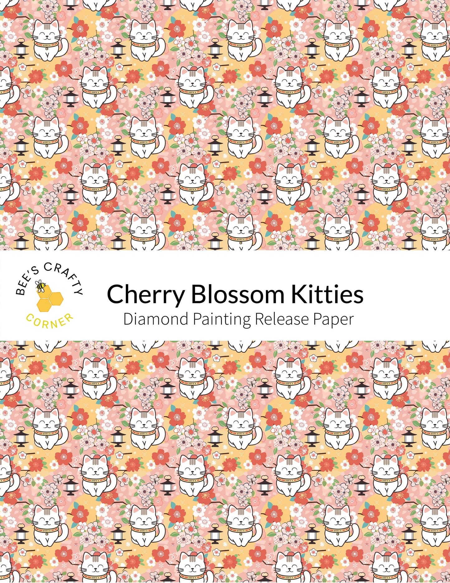 RELEASE PAPER | Cherry Blossom Kitties - Reusable Patterned Diamond Painting Release Paper